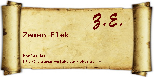 Zeman Elek névjegykártya